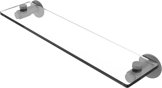 Allied Brass TR-1/16-GYM Tribecca Collection 16 Inch Glass Vanity Beveled Edges Shelf, Matte Gray