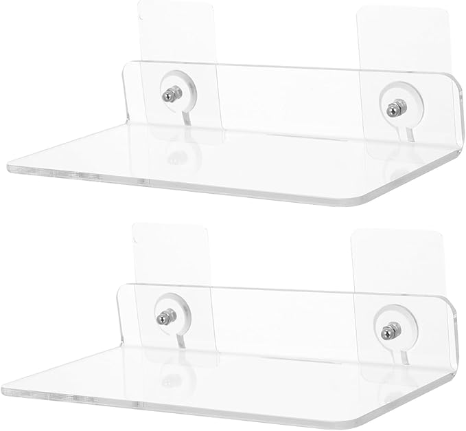 COHEALI 4sets Wall Mounted Acrylic Storage Shelf for Bathroom Kitchen Minimalist Sundries Holder with Smooth Edges No Drilling Required Modern Design 2pcs*4