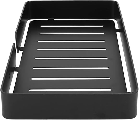 YWBL-WH Rack Wall Mount Stainless Steel Bathroom Shelf Organizer with Drain Rack 23x12cm for Shampoo Dispenser Kitchen Storage (Black)