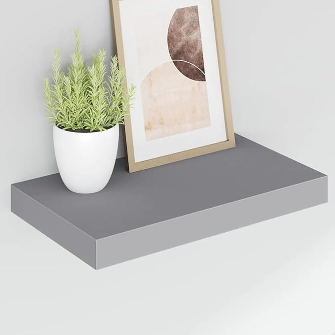 Floating Wall Shelf with Invisible Mount, Modern Gray Display Shelf for Living Room & Office, 15.7x9.1 Inches, Honeycomb MDF and Metal, Holds 11 lbs for Decor, Books, Awards