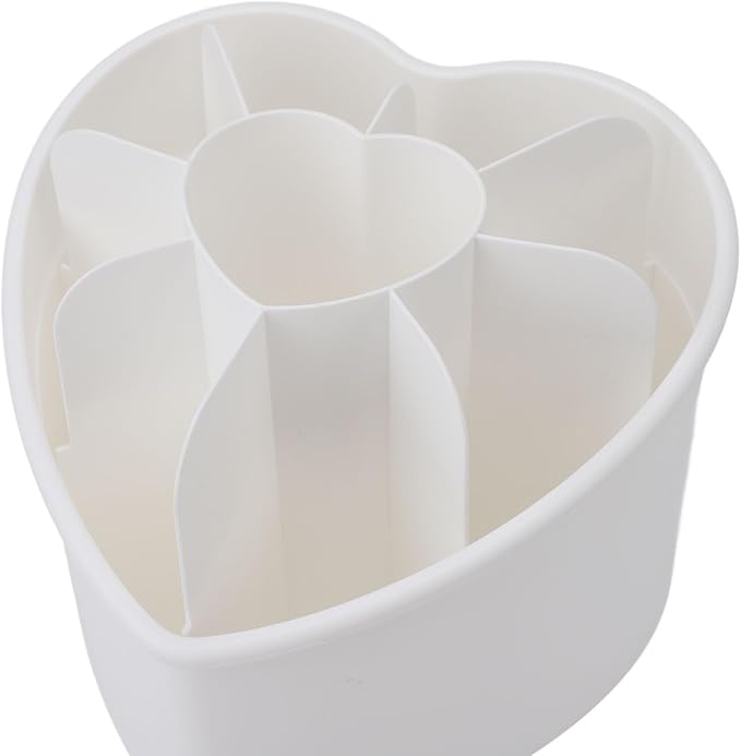 Bewinner Heart Shape Makeup Brushes Storage Large Capacity Organizer with 360 Degree Rotation, Exquisite Design,Makeup Brushes and Holder for Home Office Travel (White)