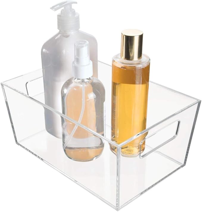 iDesign Clarity Wall Mount Nail Polish Storage Rack with 3 Shelves for Bathroom, Vanity, Closet, Bedroom, Set of 1, Bin-Small