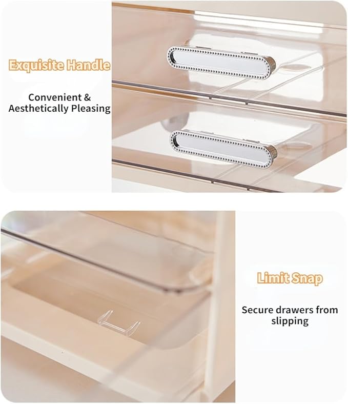 Extra Large Makeup Organizer with 2 Wide Drawers Divided Top Compartment, Spacious Cosmetic Display Case, 4 Colors Skincare Storage box for Vanity and Countertop (Beige)