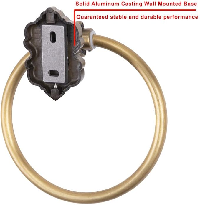 SDH Bathroom Towel Ring - Vintage Style Antique Brass Towel Hanger - Wall Mount Kitchen & Bathroom Hand Towel Holder - Pack of 1 Heavy Duty Decorative Aluminum Hanging Ring for Bathroom Towel Storage