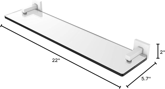 Allied Brass MT-1-22 Montero Collection 22 Inch Vanity Beveled Edges Glass Shelf, Matte White
