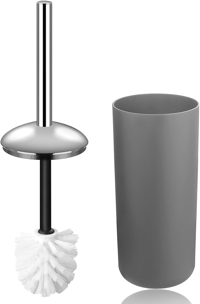 Bathroom Accessories Set 6 Piece - Trash Can, Toothbrush Holder, Toothbrush Cup, Soap Dispenser, Soap Dish, Toilet Brush Holder - Modern Bathroom Decor Set (Grey)