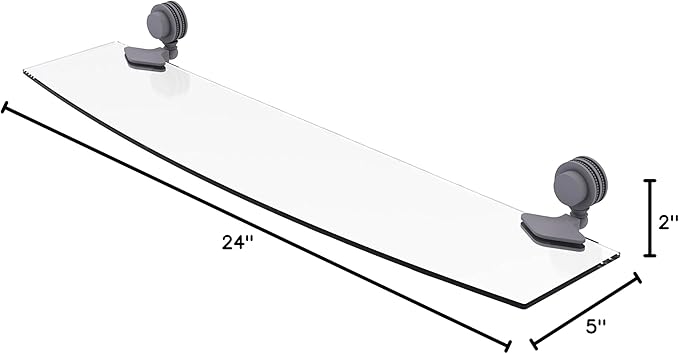 Allied Brass 433D/24 Venus Collection 24 Inch Dotted Accents Glass Shelf, Matte Gray