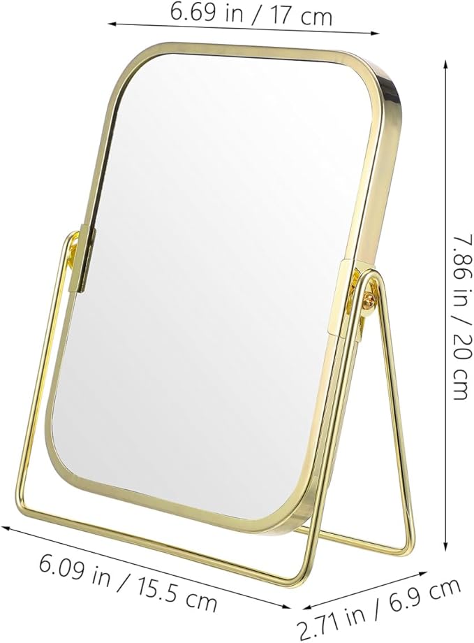 Mipcase Double-Sided Makeup Mirror with Stand: 360 Degree Swivel Tabletop Vanity Mirror with 1X / 2X Magnification for Dressing Table Bedroom Bathroom, 7.86X6.09X1.18in