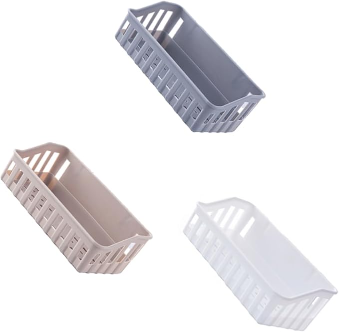 GLEAVI 3Pcs Self Adhesive Wall Mounted Storage Rack Punch Plastic Organizer for Bathroom Kitchen Versatile Shelf for Toiletries Condiments and More Random Color