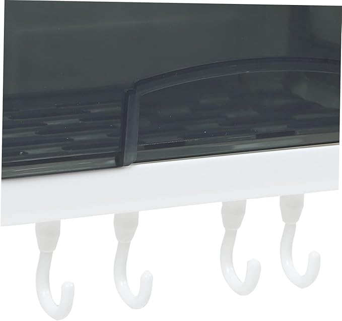VANZACK Wall Mounted Plastic Storage Rack, No Drilling Bathroom Shelf Organizer with Hooks, Multipurpose Floating Wall Shelves for Kitchen and Bathroom Storage Random Color