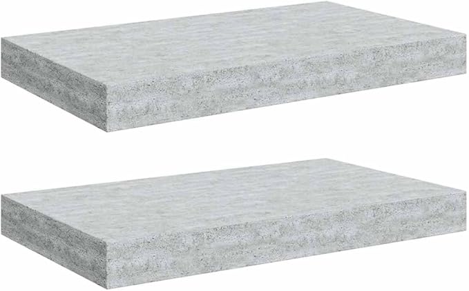 Wall Shelf Set of 2, 15.7-inch Floating Shelves for Living Room, Modern Concrete Grey MDF Storage Organizer for Bedroom, Office Decor, Display Shelves for Plants, Books