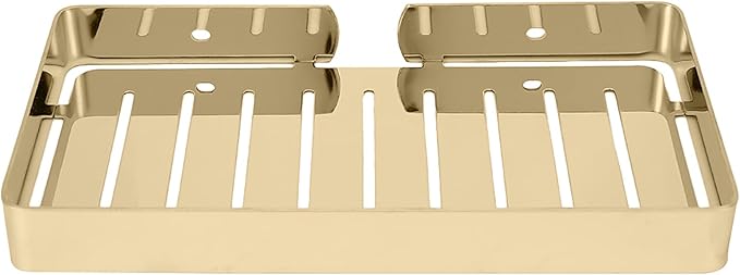 YWBL-WH Rack Wall Mount Stainless Steel Bathroom Shelf Organizer with Drain Rack 23x12cm for Shampoo Dispenser Kitchen Storage (Gold)