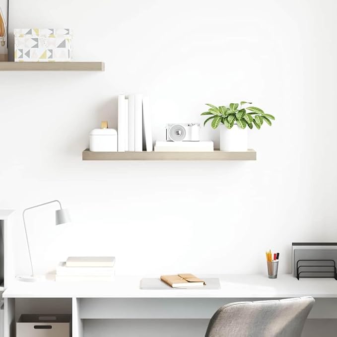 Floating Wall Shelf, Large Oak Finish Display Shelf for Living Room, Bedroom, and Office, Minimalist Rectangular Decorative Wall Mount Storage Shelf, 31.5-Inch