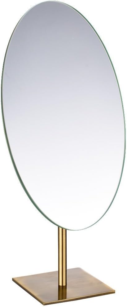 GURUN Large Oval Tabletop Vanity Mirror 7x12 Antique Brass Luxuries Makeup Mirror with Stand for Jeweller's M2017