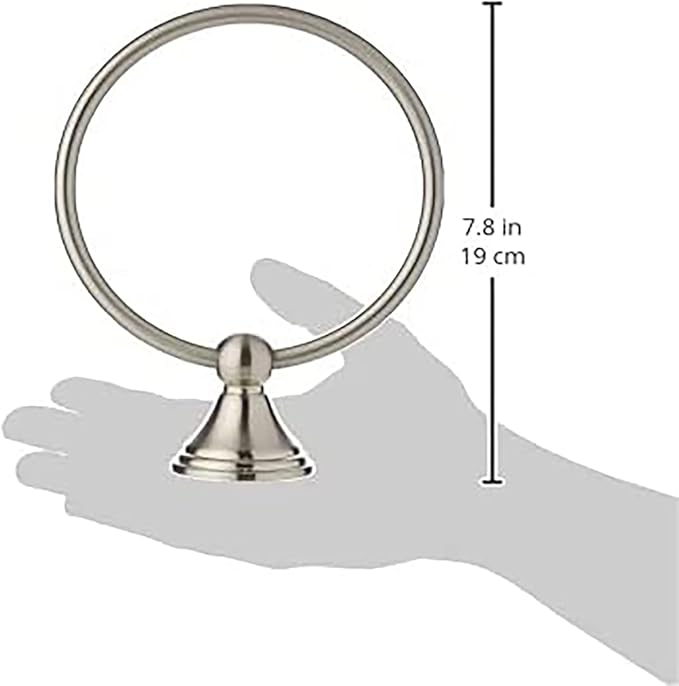 Amazon Basics Round Modern Towel Ring, 6.3-inch Diameter, Satin Nickel