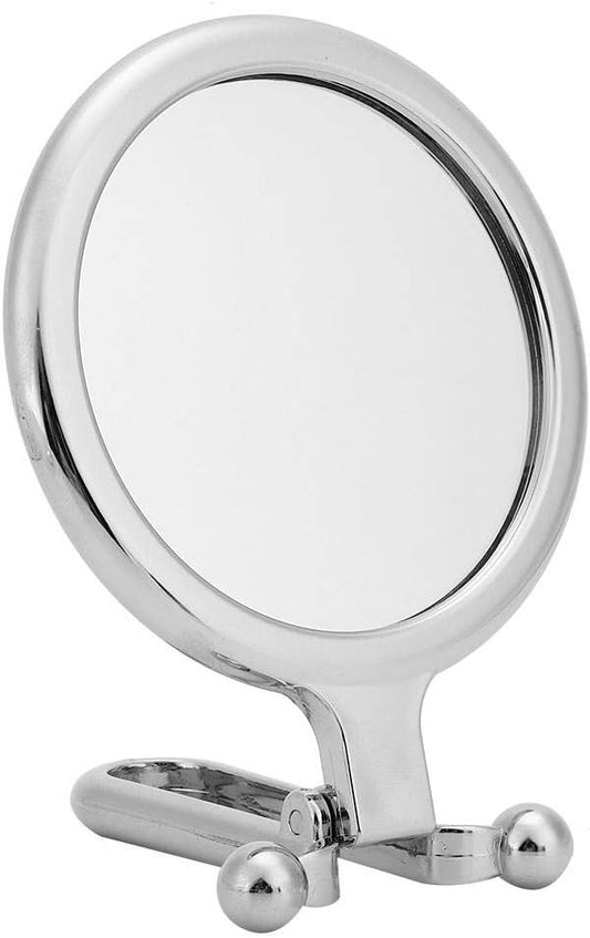 Sonew Double-Sided Magnifying Cosmetic Mirror 10x Portable Handheld Folding Makeup Mirror for Bathroom Dressing Shaving Traveling(Silver)