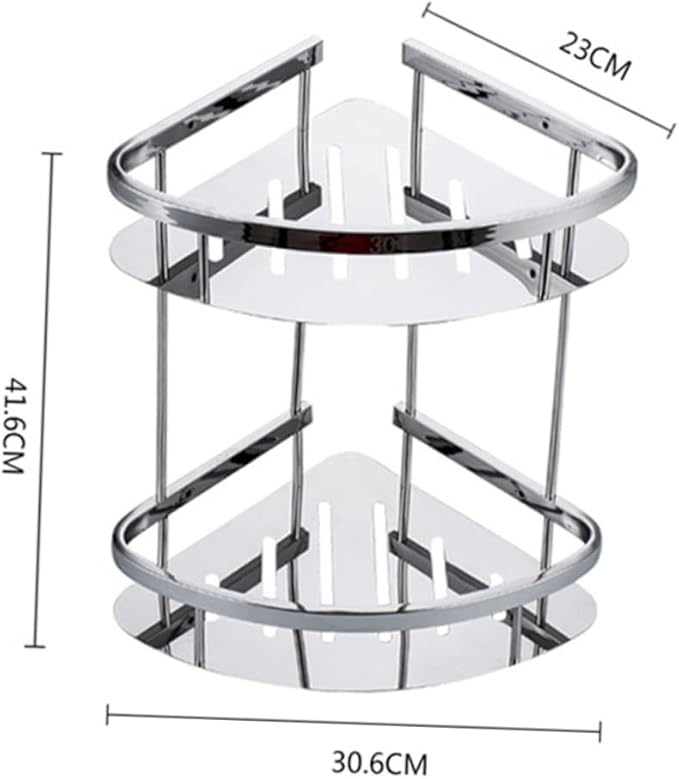 Garneck Stainless Steel Double Layer Triangle Corner Storage Rack Bathroom Organizer Shelf for Toiletries and Essentials Material Space-Saving Design