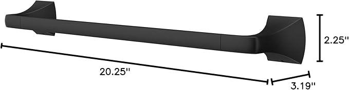 Pfister Bruxie Bath Towel Bar for Bathroom, 18-Inch, Wall-Mounted, Screw-in, Matte Black Finish, BTBBIE1B