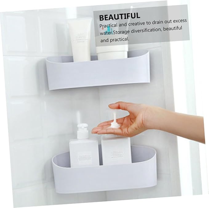 Hemobllo 2pcs Modern White Bathroom Shelves Wall-Mounted Rack Over-the-Toilet Storage Shelf