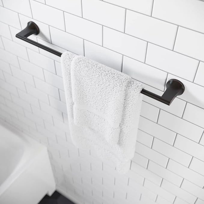 Pfister Pfirst Modern Bath Towel Bar for Bathroom, 24-Inch, Wall-Mounted, Screw-In, Tuscan Bronze Finish, BTBPFM2Y