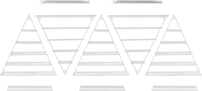 Metal Wall-Mounted Nail Polish Storage Racks, 5 Tiers Nail Polish Storage Racks, 10PCS Triangular Cosmetic Display Racks, Lipstick Perfume Wall Shelf for Spa Nail Salon Shop Home (White)