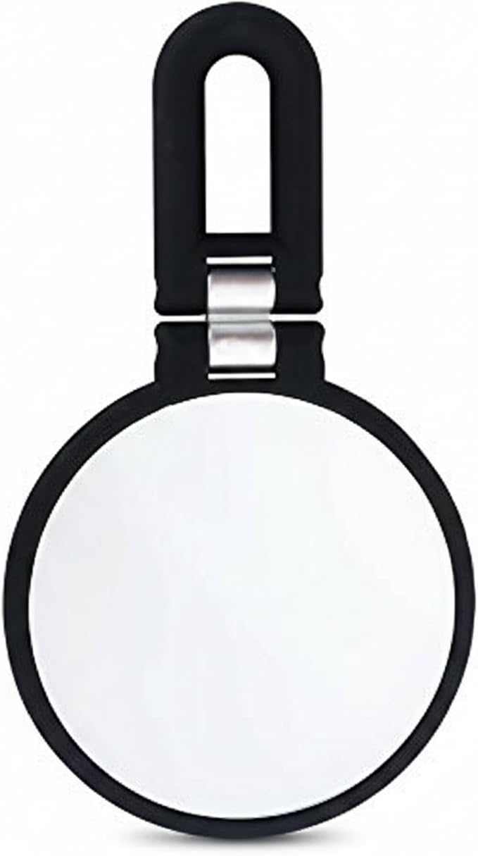 Danielle Creations 3-in-1 Folding Hand Held Compact Travel Makeup Mirror, 15x Magnification, Black