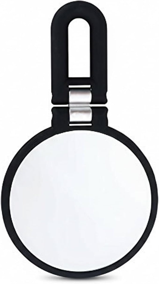 Danielle Creations 3-in-1 Folding Hand Held Compact Travel Makeup Mirror, 15x Magnification, Black