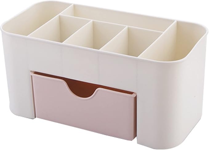 Cosmetics Makeup Organizer, Large Capacity Organizers, 6 Compartments Make Up Organizers and Storage with Drawers, Makeup Organizer for Vanity for Makeup Brush, Nail Polish and Beauty Supplies(Pink)