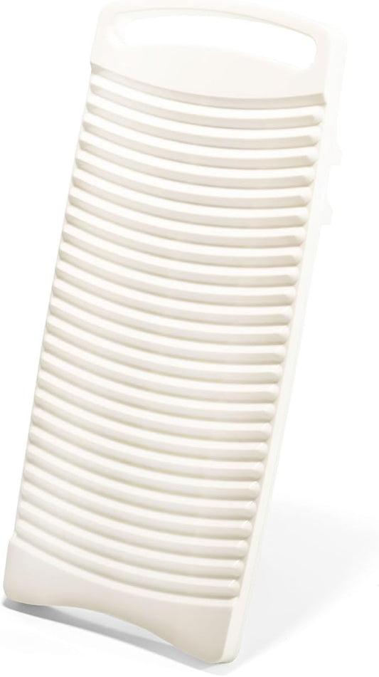 Made in Korea, Plastic Washboard for Hand Washing Clothes: Portable Laundry Scrub Board for Travel, Camping, and Kids Training, White, 13""x6""
