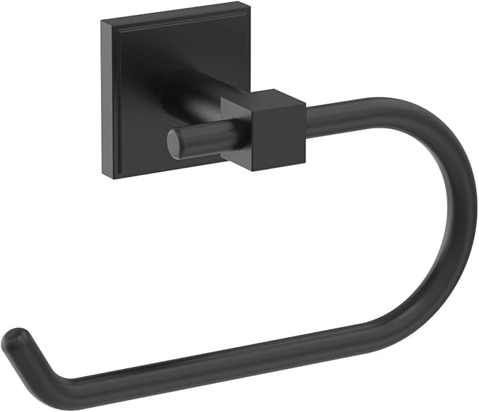 Amerock BH36071MB | Matte Black Single Post Toilet Paper Holder | 6-5/16 in. Length Toilet Tissue Holder | Appoint | Bath Tissue Holder | Bathroom Hardware | Bath Accessories