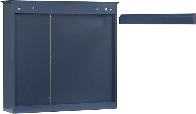 Merax Bathroom Medicine Cabinet with Mirror, Wall Mounted Medicine Cabinet with Single Door and Shelves, Over The Toilet Mirrored Bathroom Storage Wall Cabinet (Blue, 30")
