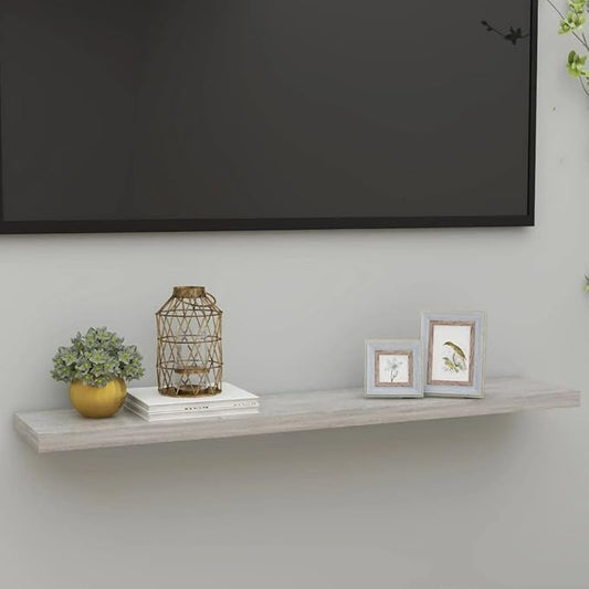 Floating Wall Shelf Concrete Gray 47.2x9.3x1.5 Inches MDF Board with Invisible Mounting System for Living Room Bedroom Office Decor Display Books Awards Collectibles