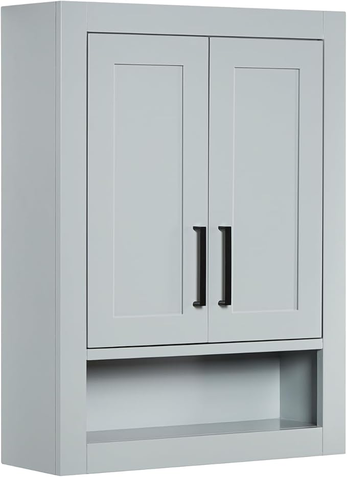 ARIEL Bathroom wall Cabinet 31" H x 23.1W x 8" D - Open Shelf - Grey
