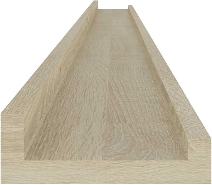 Set of 4 Floating Wall Shelves, 45.3 Inch Long Modern Sonoma Oak Display Ledges for Living Room, Bedroom, and Home Office Decor