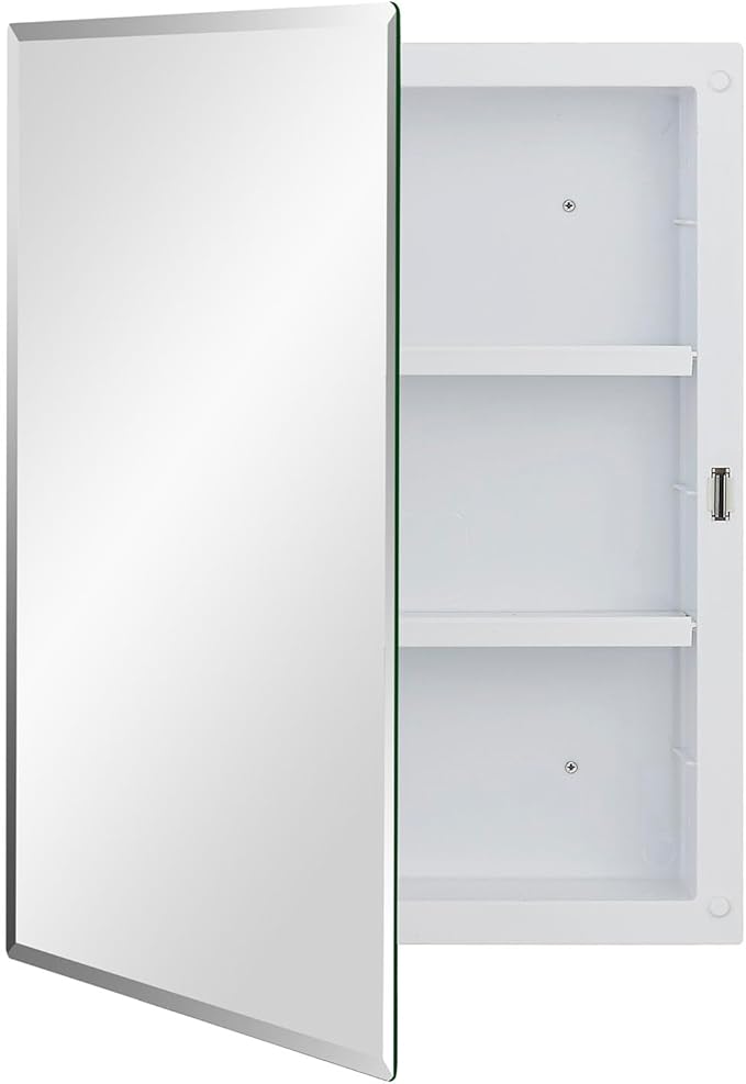 IDYLLOR Plastic Medicine Mirror Cabinet for Bathroom 16 x 20 inch, Surface and Recessed Mount