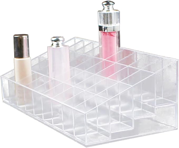 Ipetboom Clear Lipstick Holder Space Lip Organizer for Lip Gloss Makeup Cosmetics Stylish Display Stand for Vanity Dresser Countertop Easy to Clean Design