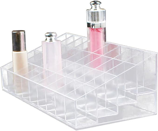 Ipetboom Clear Lipstick Holder Space Lip Organizer for Lip Gloss Makeup Cosmetics Stylish Display Stand for Vanity Dresser Countertop Easy to Clean Design
