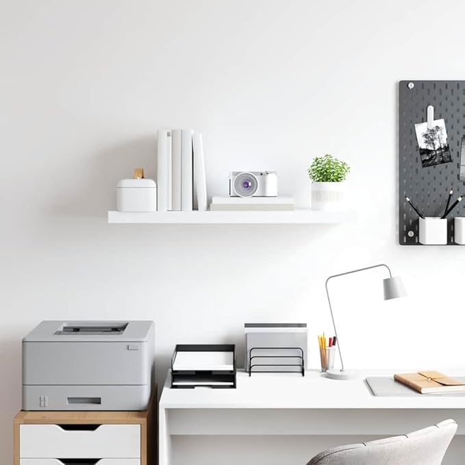 Floating Wall Shelf 31.5 Inch, Modern White Honeycomb MDF Display Shelves for Living Room, Bedroom and Office, Heavy Duty Decorative Storage Organizer