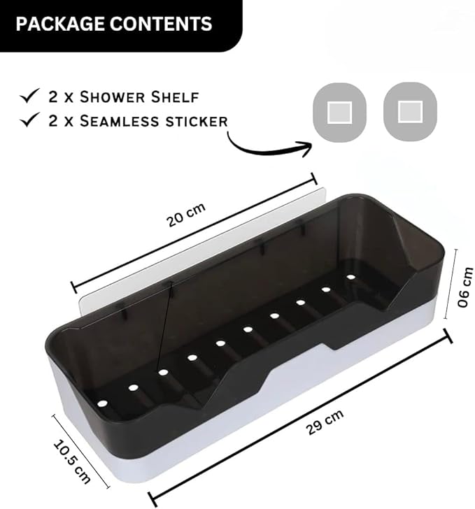 Mozarto Bathroom Shelf Organizer with 2-Tier Rack and 4 Hooks – Wall Mounted Bathroom Storage Rack, Space Saving Shelf for Toiletries, Bathroom Hardware and Accessories Holder (Multicolor)