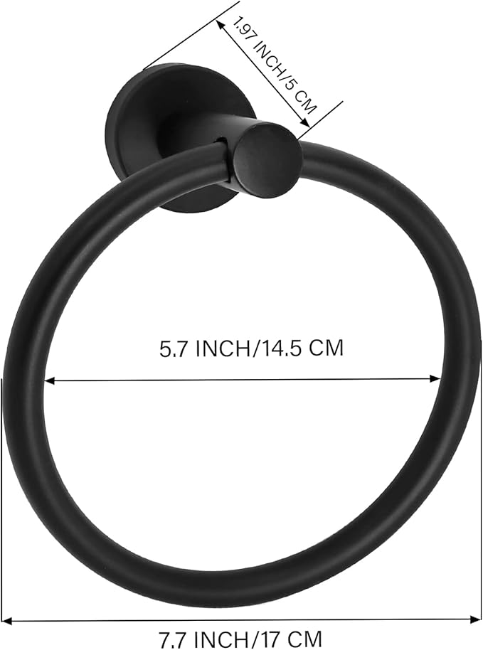 Towel Ring,Hand Towel Holder for Wall Mounted,Towel Holder,Towel-Racks, Bathroom Hardware Simple Round Towel Hanger SUS 304 Stainless Steel (Black)