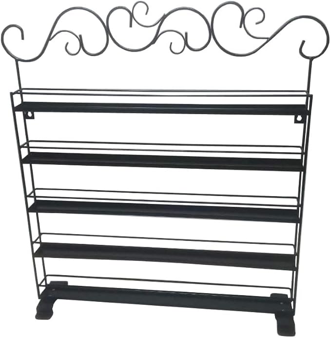 FixtureDisplays® Black Metal Nail Polish Mountable 5 Tier Organizer Display Rack Essential Oil Rack 16034-BLACK