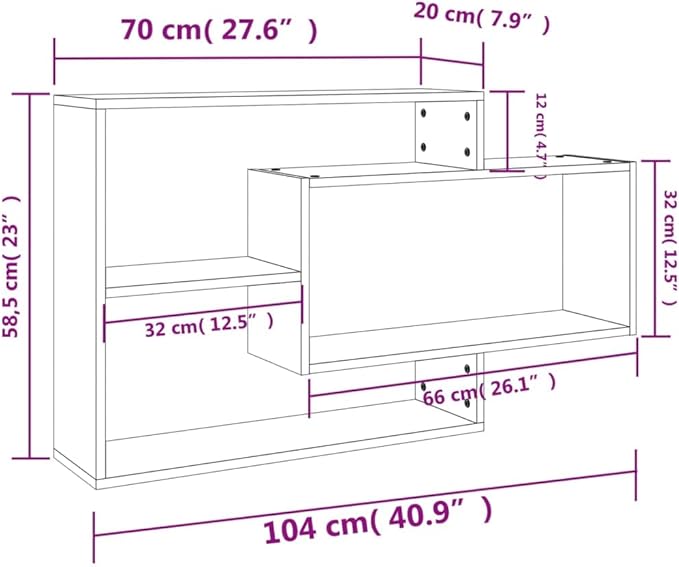 Floating Wall Shelves Set, Sonoma Oak Engineered Wood Decorative Storage Shelves for Living Room Bedroom, Rectangular Wall Mounted Display Shelves 40.9 x 7.9 x 23.0 in