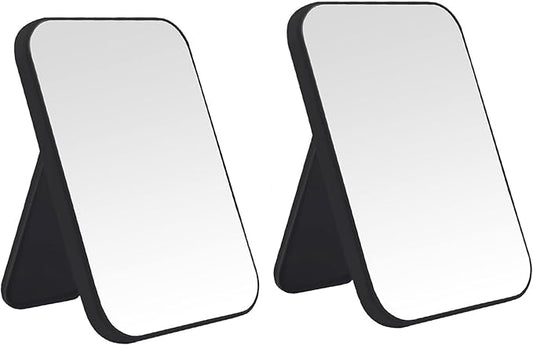 2Pcs Desktop Makeup Mirror, 8-Inch Portable Princess Mirror,Table Desk Wall Hanging Dual-Purpose Square Mirror Black