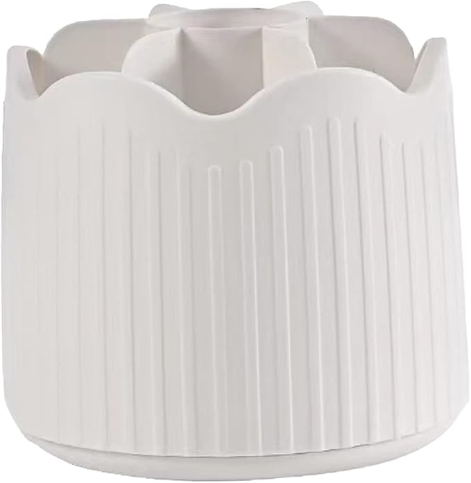 PerGar Makeup Brush Holder Organizer with Compartments, Transparent Dustproof 360 Degrees Rotatable Brush Storage Box with Lid, Cute Countertop Cosmetics Storage Cup for Vanity(White)