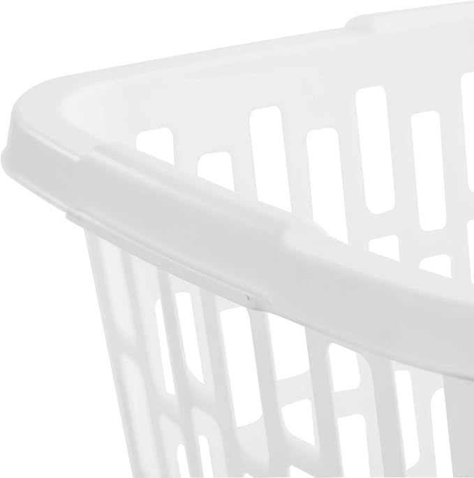 6 Pack 1.5 Bushel Rectangular Plastic Laundry Basket & Hamper - Ventilated Sides, Stackable & Portable with Comfort Grip Handles, Reinforced Rim for Laundry Room, Bedroom, Bathroom & Dorm, White