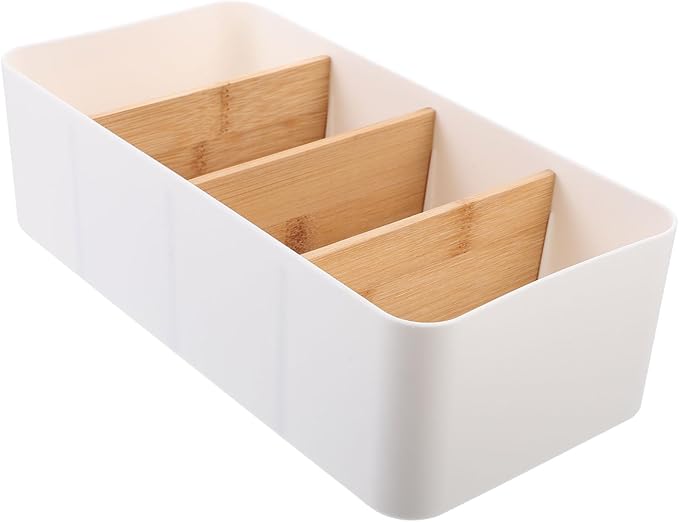 Multi-grid Storage Box Sturdy Bamboo Storage Container Desktop Organizer