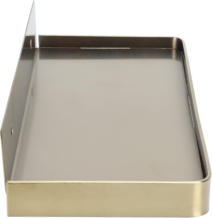Yosoo Health Gear Bathroom Cell Phone Shelf Wall Mounted Phone Holder Plate, Sturdy Stainless Steel Toilet Phone Storage Tray 7.3x3.5in Bathroom Phone Shelf with Raised Edges (Gold)