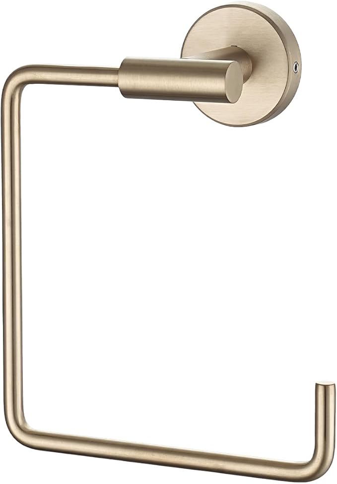 JQK Towel Ring Champagne Bronze, Stainless Steel Square Ring Towel Holder for Bathroom, 6 Inch Wall Mount, TR140-CB