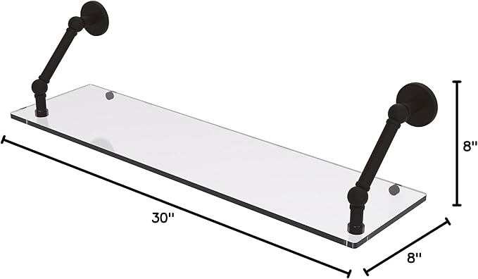 Allied Brass P1000-1-30 Prestige Skyline Collection 30 Inch Floating Glass Shelf, Oil Rubbed Bronze