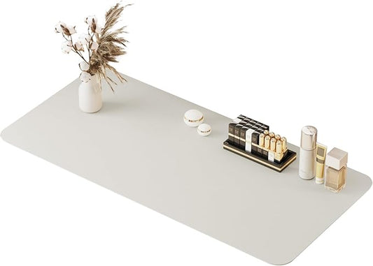 39.37"" * 15.7"" Large Makeup Mat for Vanity Top Protector,Cover Work Table Waterproof, Non-Slip Pad for Makeup Vanity. (Milk White)